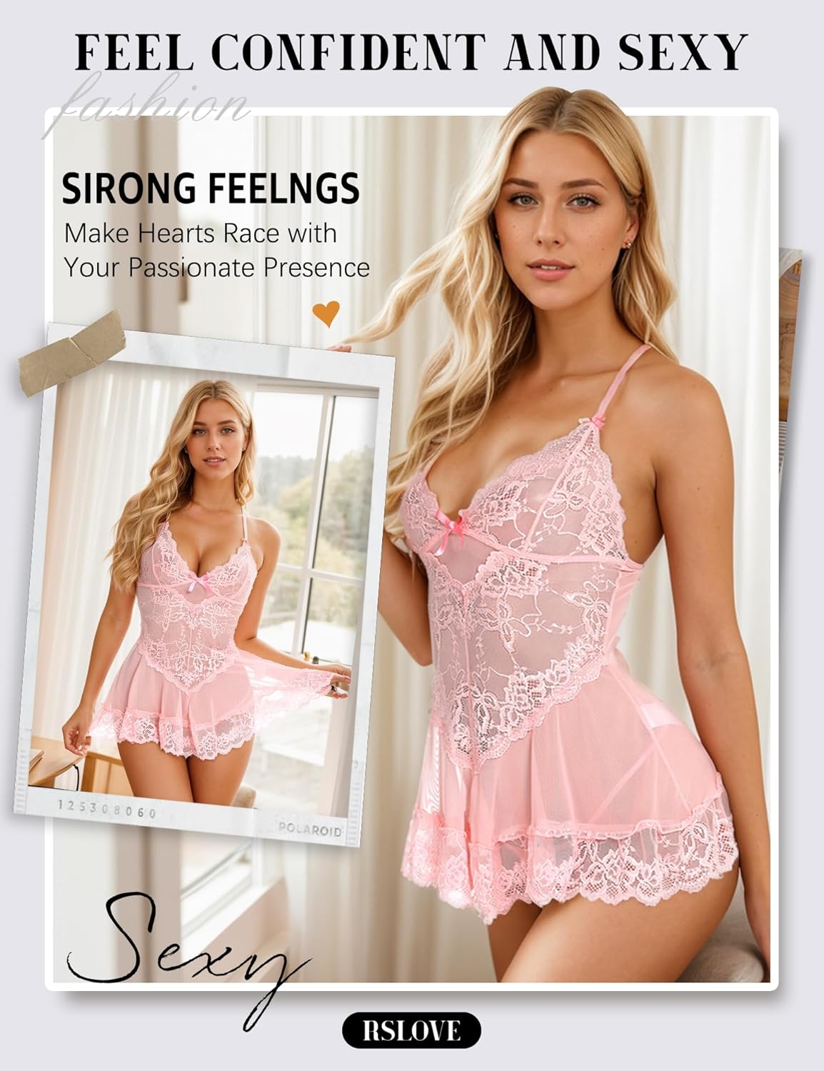 RSLOVE Sexy Lingerie for Women Lace Mesh Nightgown