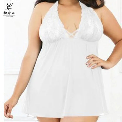 Sexigt babydoll-nattlinne i transparent spets – erotiska pyjamasunderkläder för dam